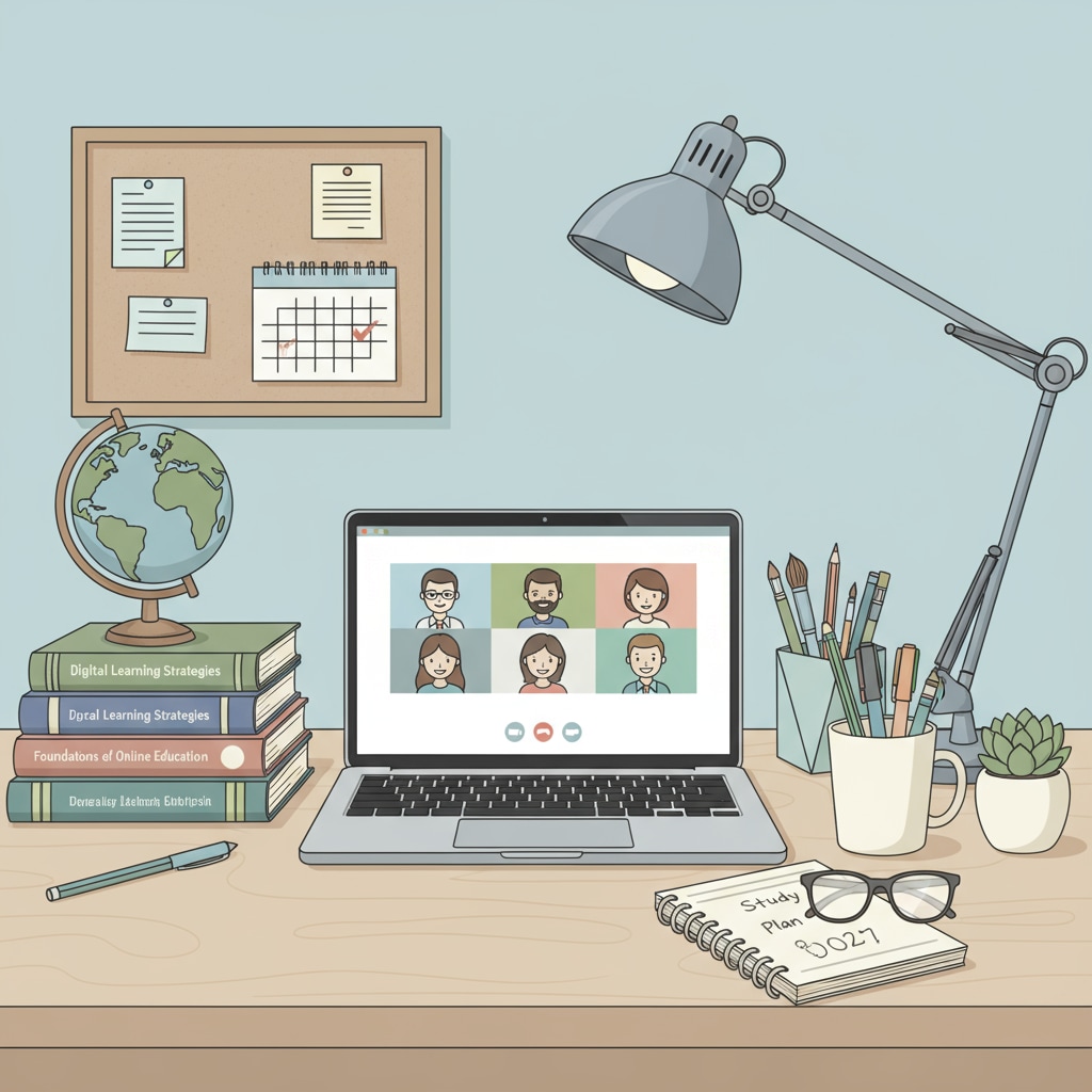 A well-organized study desk for online school to support learning and maintain mental health while avoiding procrastination