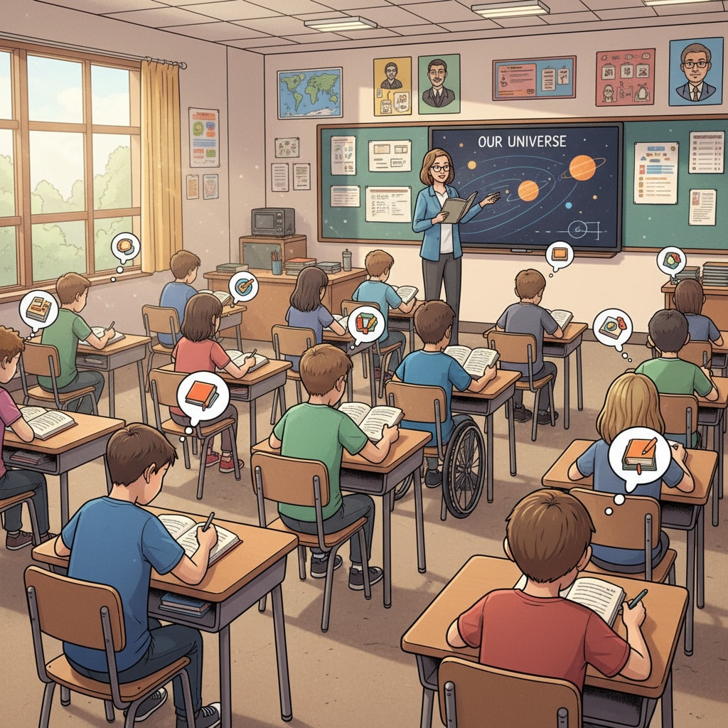 A group of K12 students are sitting at their desks, concentrating on their studies. Some are taking notes, and others are looking at textbooks. K12 students engaged in memory - related study activities
