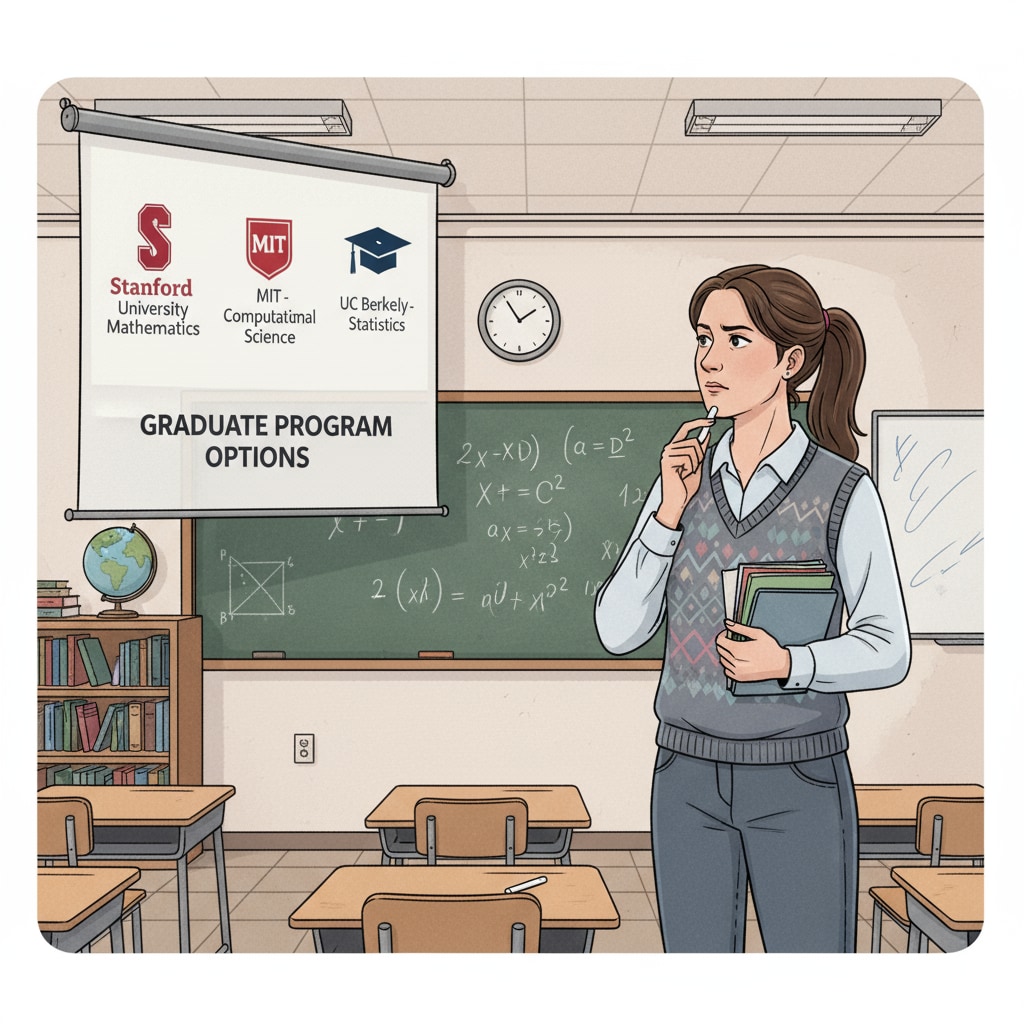 A high school math teacher considering educational master's program options related to career development and curriculum design