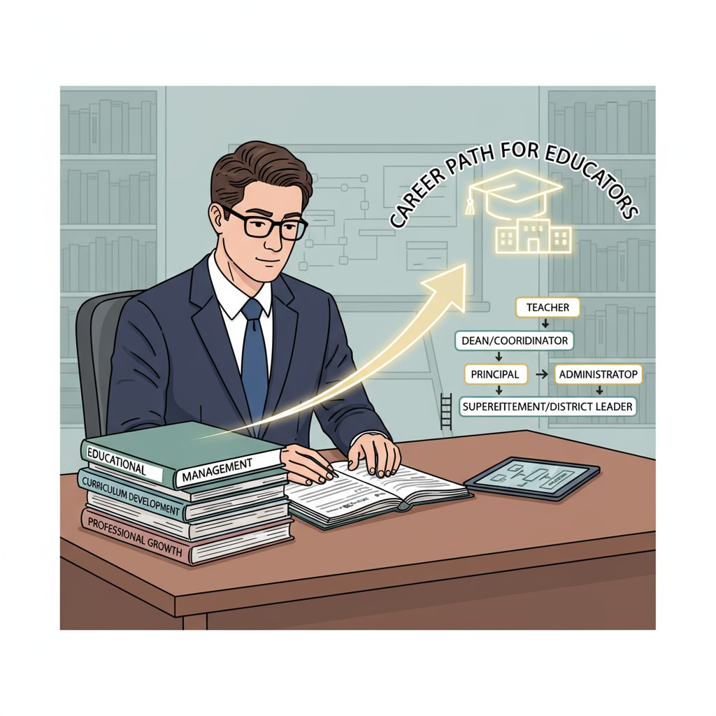A person exploring educational management options as part of career development in the context of educational master's programs
