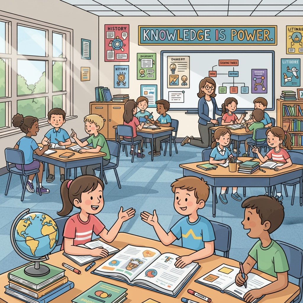 Classroom scene in an American K12 school showing cultural differences in education and learning pressures