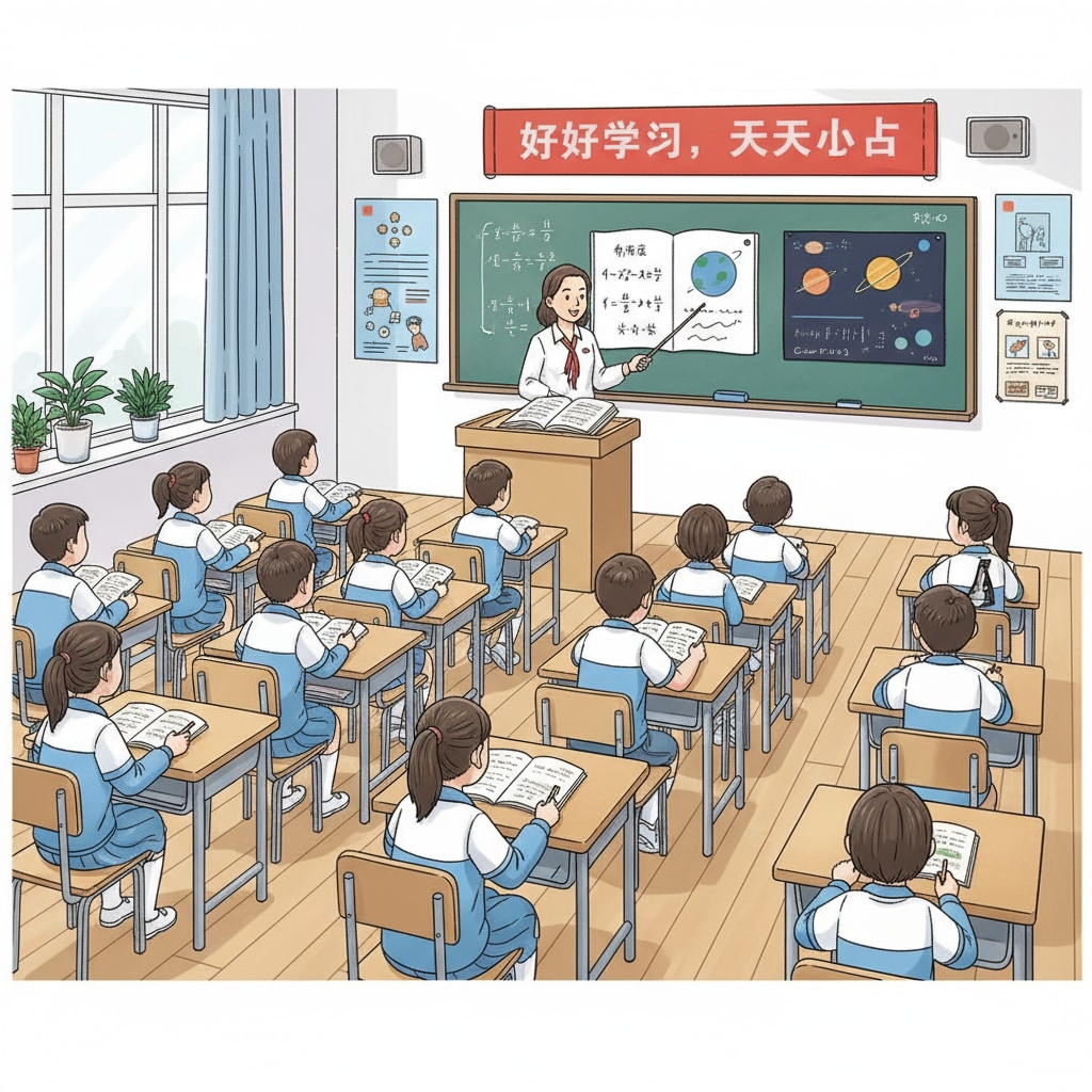 Classroom scene in a Chinese K12 school highlighting educational system differences and learning pressures
