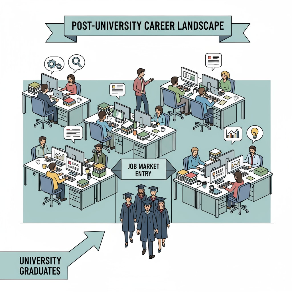 Office scene symbolizing the job market after graduation