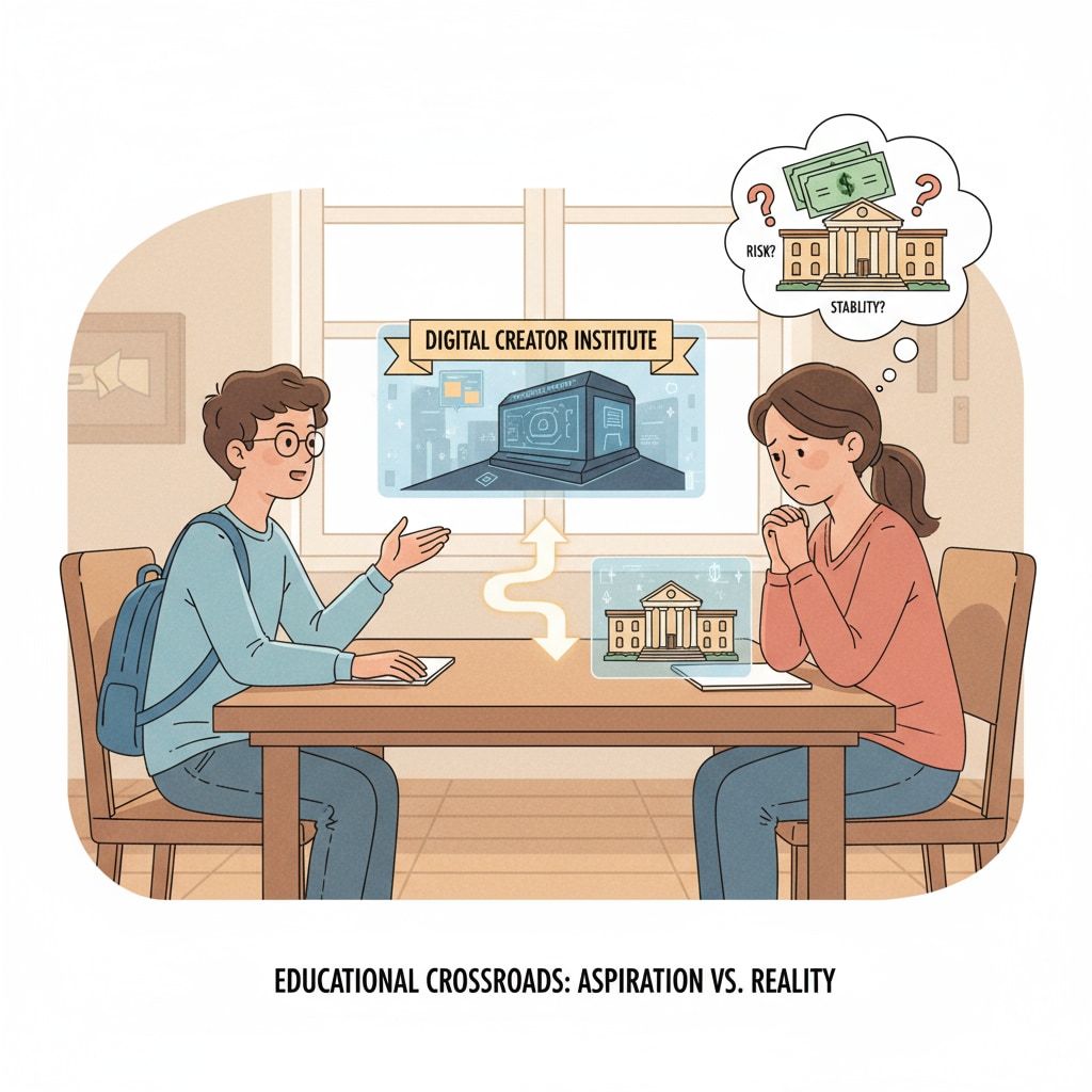 Parent-child discussion on educational choices influenced by tuition threats and political interests