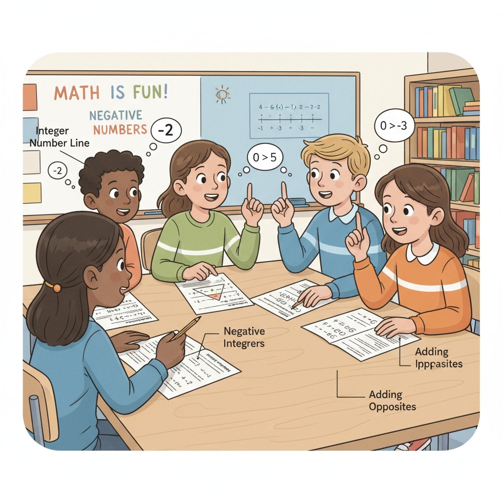 Fourth graders engaged in a math discussion about negative numbers