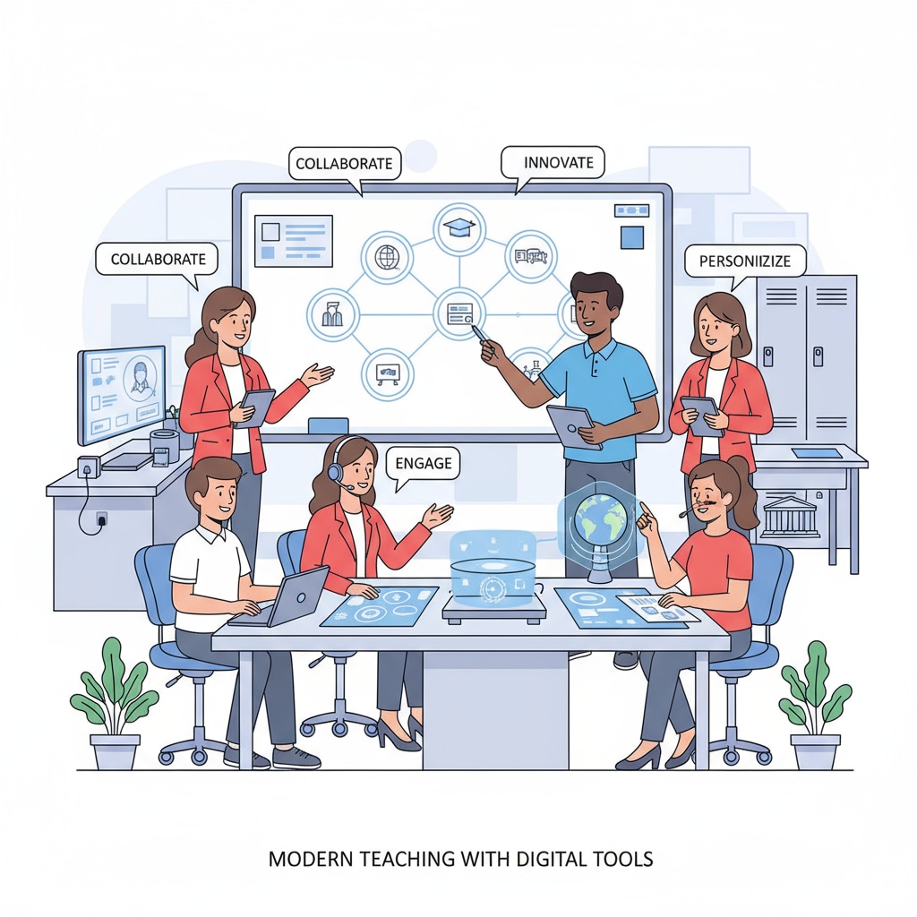 Teachers using educational tools for efficiency and time management in a classroom