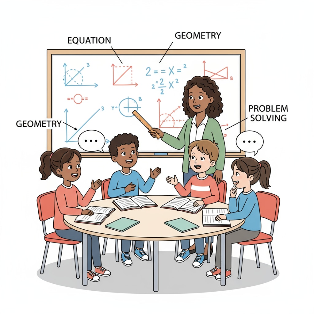 Students discussing math problems in a classroom related to mechanical engineering and mathematics education career shift