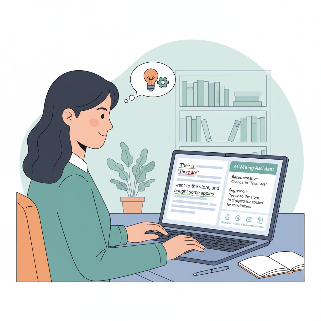 A student using an AI writing tool to improve learning efficiency in K12 education