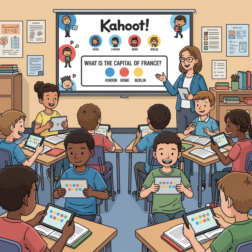 Students using a visual and multimedia AI learning tool to enhance educational assistance in K12 education
