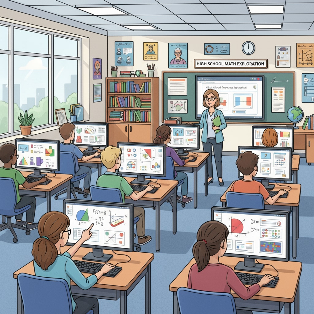 Students using online resources to learn high school math