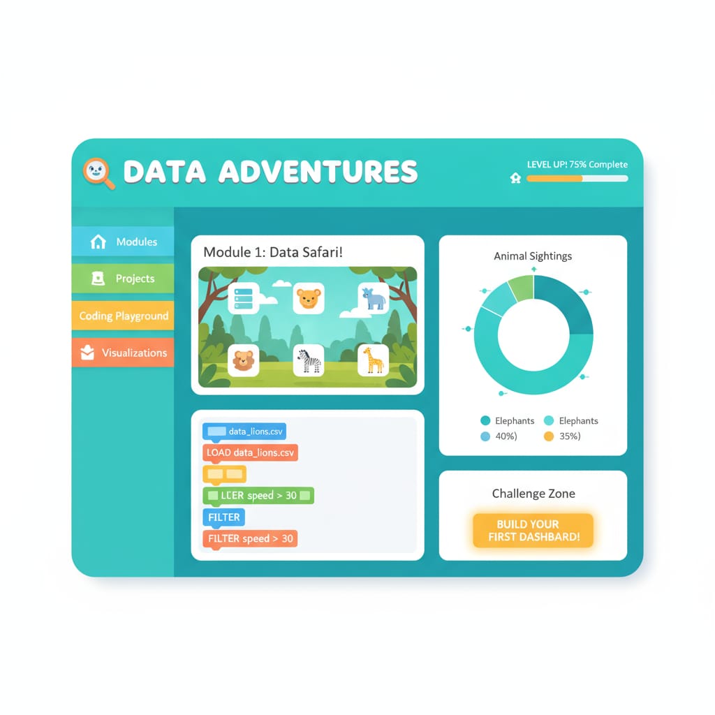 Screenshot of an online platform for data analysis, one of the free learning resources for K12 students