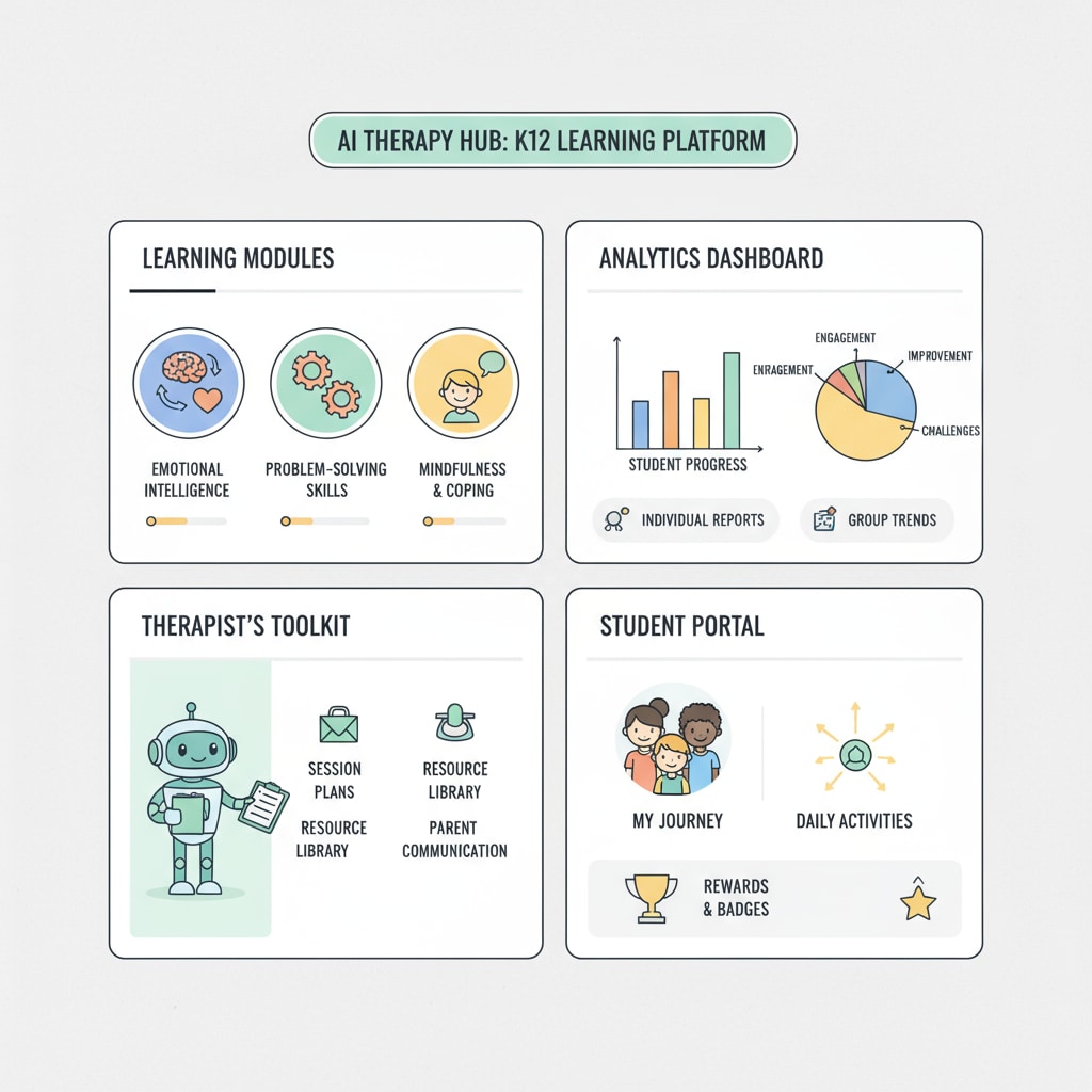 AI educational platform interface for K12 education therapy