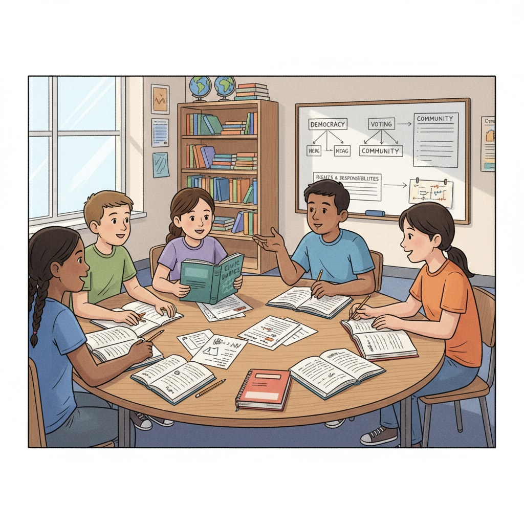 Students discussing civic education in a classroom as part of the America 250 Civic Education Coalition initiatives