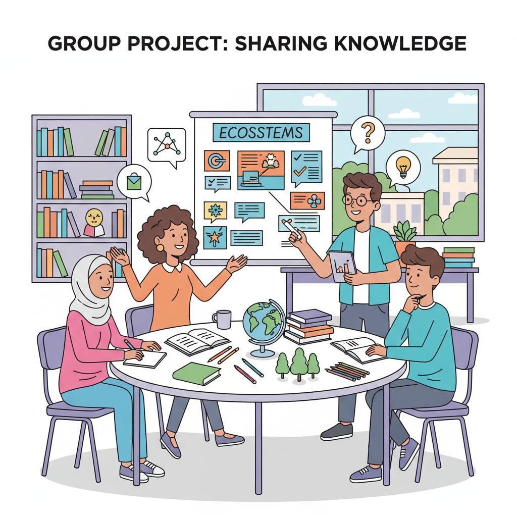 K12 students practicing active listening and communication skills during a group project