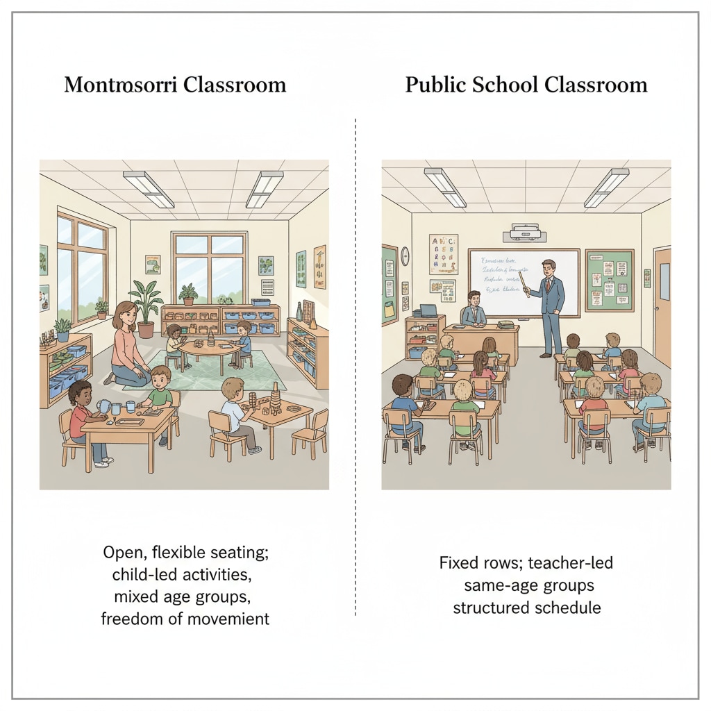 Comparison of Montessori and public school classroom setups for gifted young children during school transition with special education needs