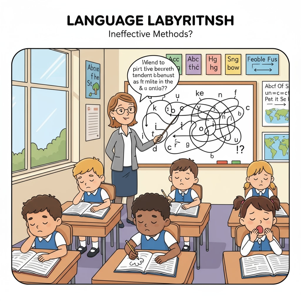 Bored students in a primary language class, reflecting the need for better teaching methods in primary education