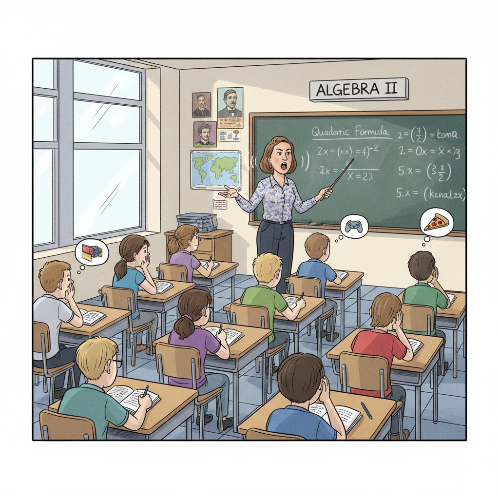 A strict teacher in an English class affecting students' learning experiences
