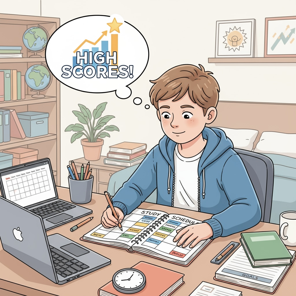 Student planning study time for high scores