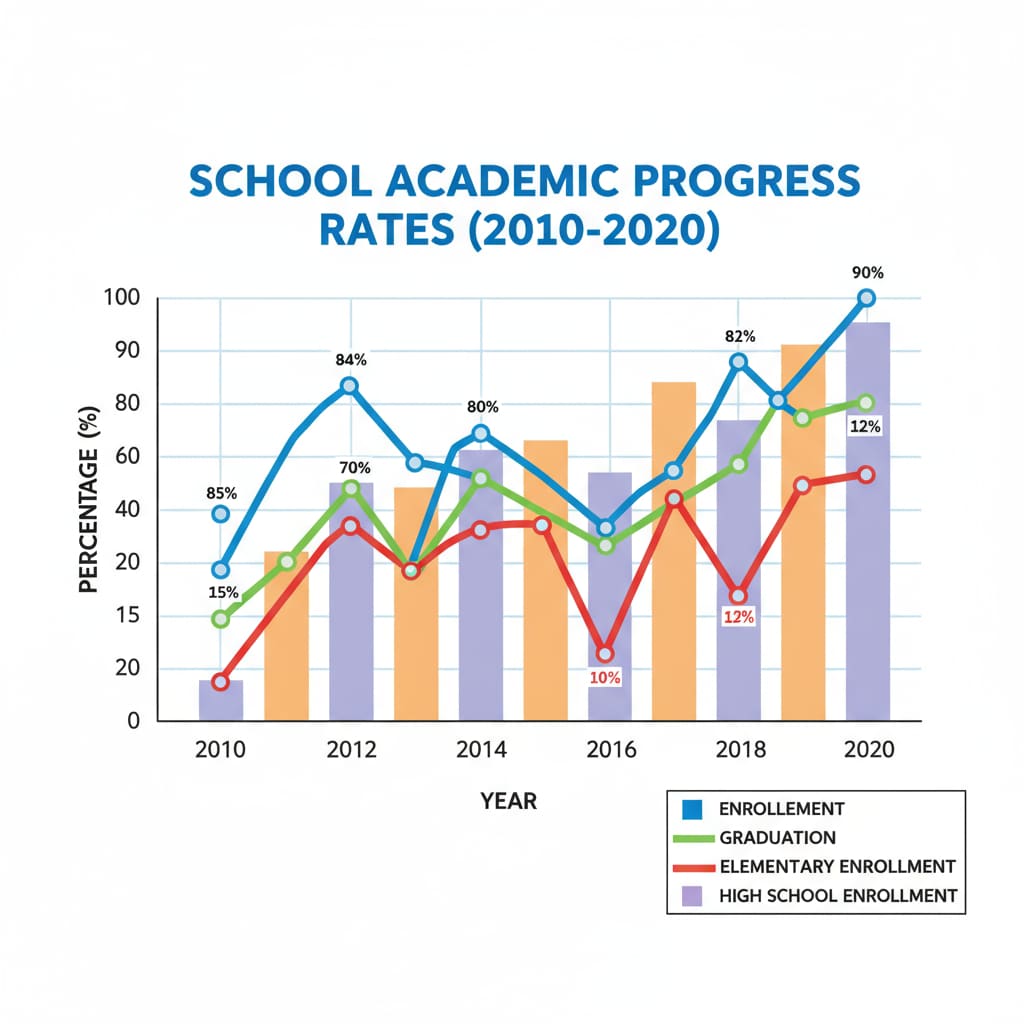 Graph showing different school statistical data relevant to school statistics, PISA, and educational assessment