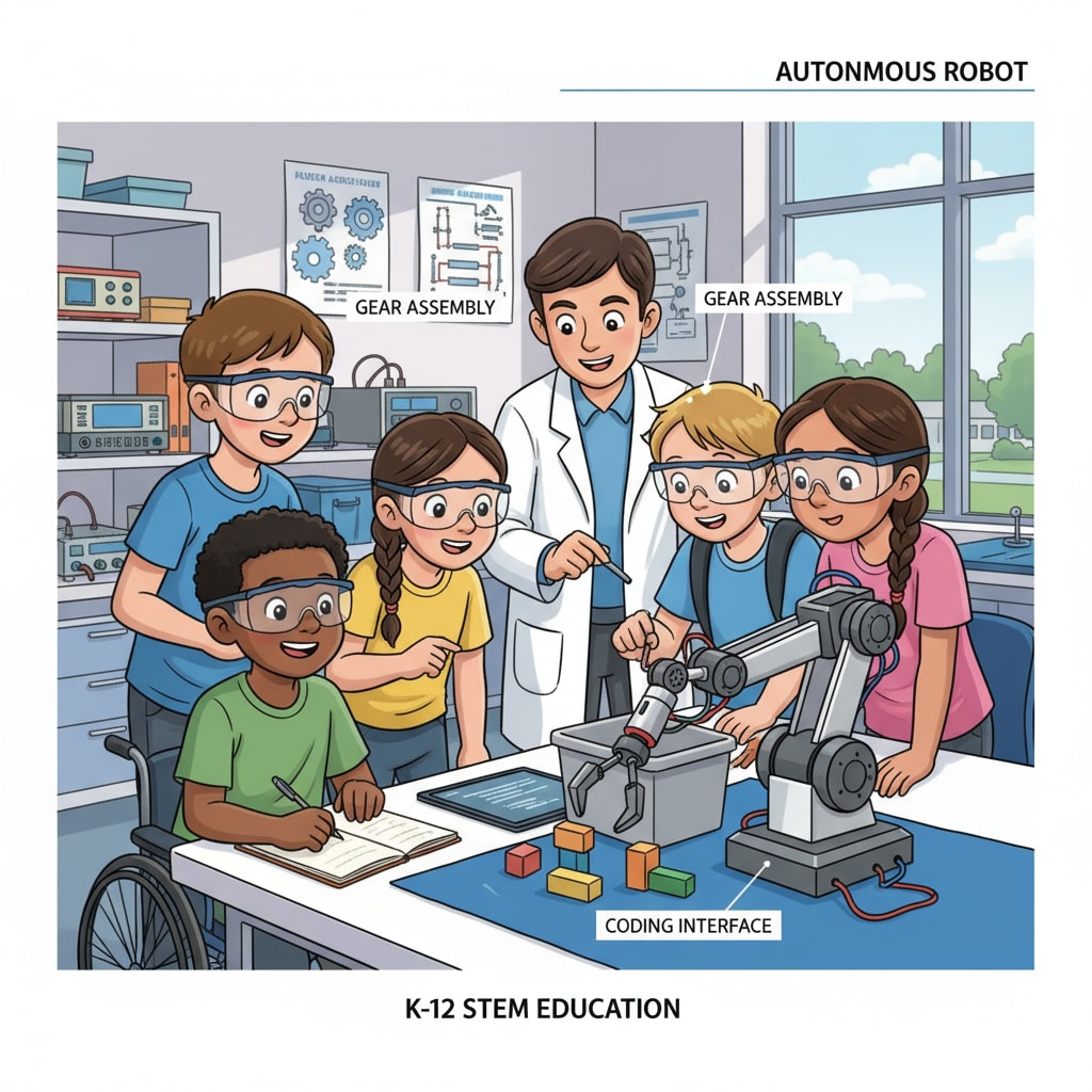 K12 students observing a robotics demonstration related to robotics, computer science, studying abroad, and educational planning