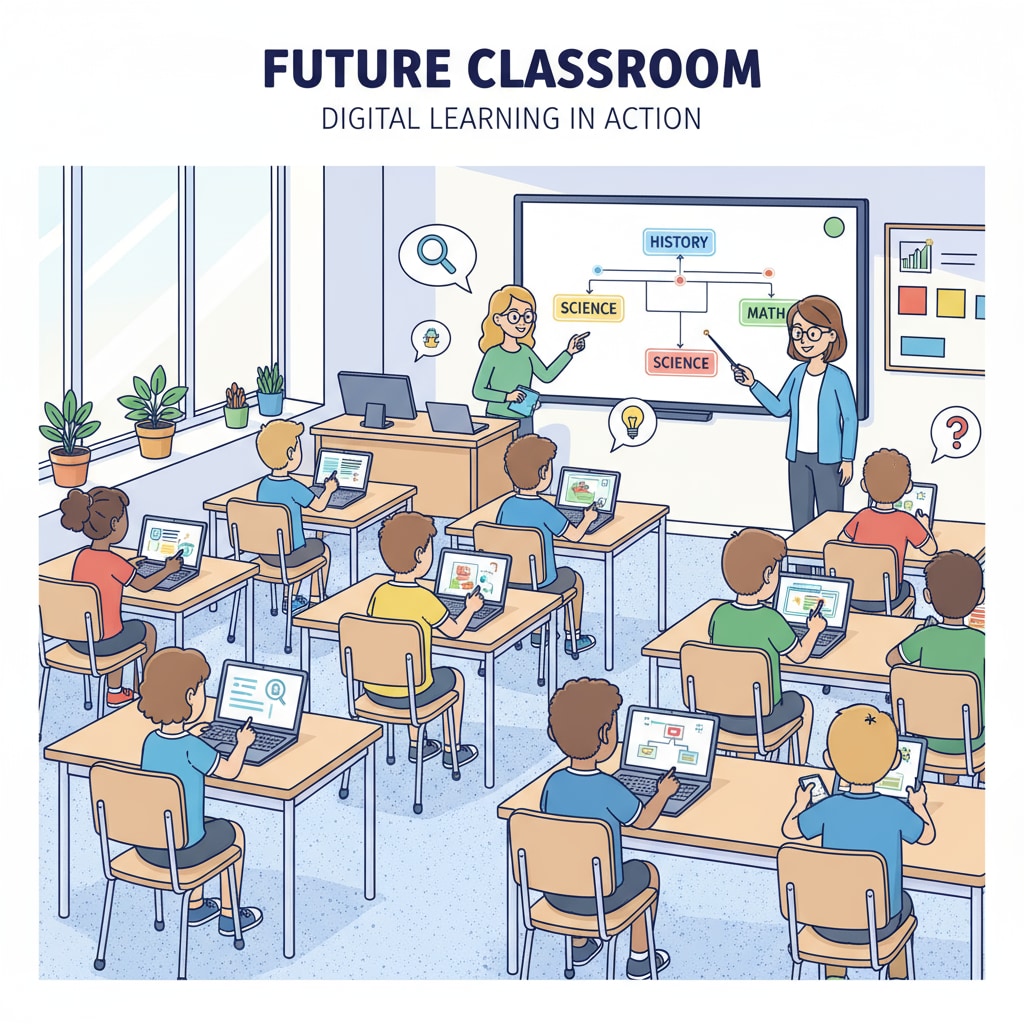 Students using educational technology tools for classroom engagement