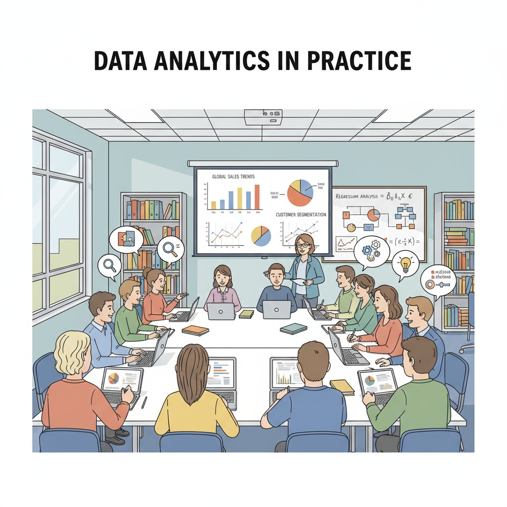 Students in a community college data analysis class, engaged in hands-on learning related to online education, data analysis, and tuition costs
