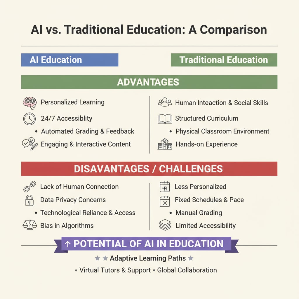 Comparison of AI education and traditional education for educational innovation