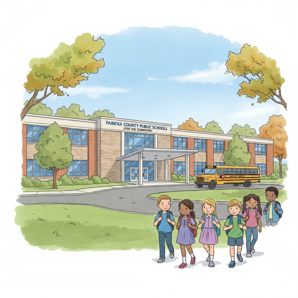A view of a Fairfax County school building related to the bathroom gender policy review