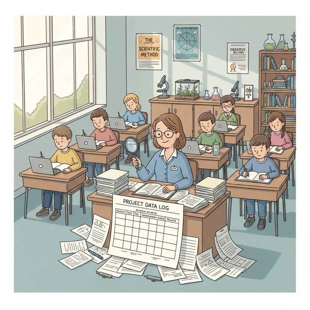 A teacher dealing with data recording in a classroom amidst administrative supervision and micromanagement