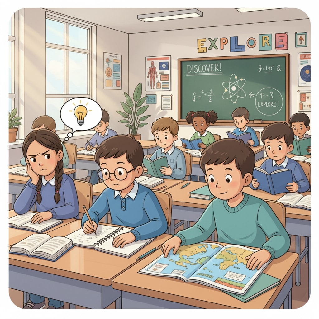 K12 students in a classroom demonstrating thinking difficulties, cognitive processes, and the importance of sleep for cognitive abilities