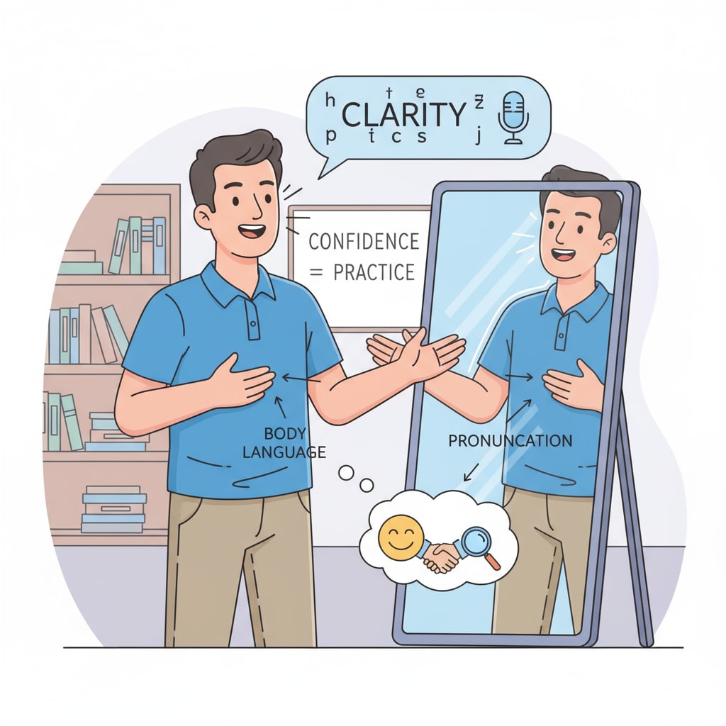 A person practicing communication skills for interview preparation in a short time.
