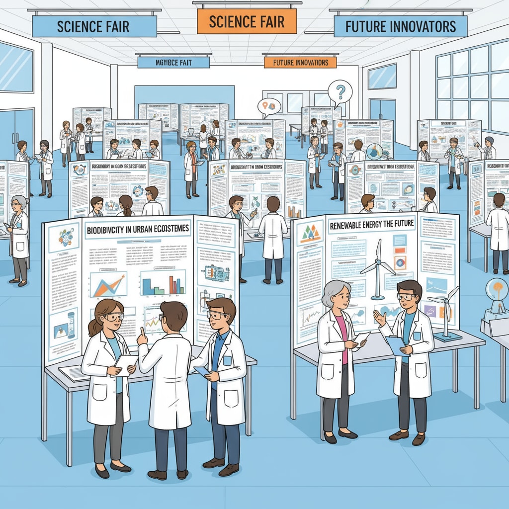 Students participating in a science competition related to STEM, university applications, and extracurricular activities