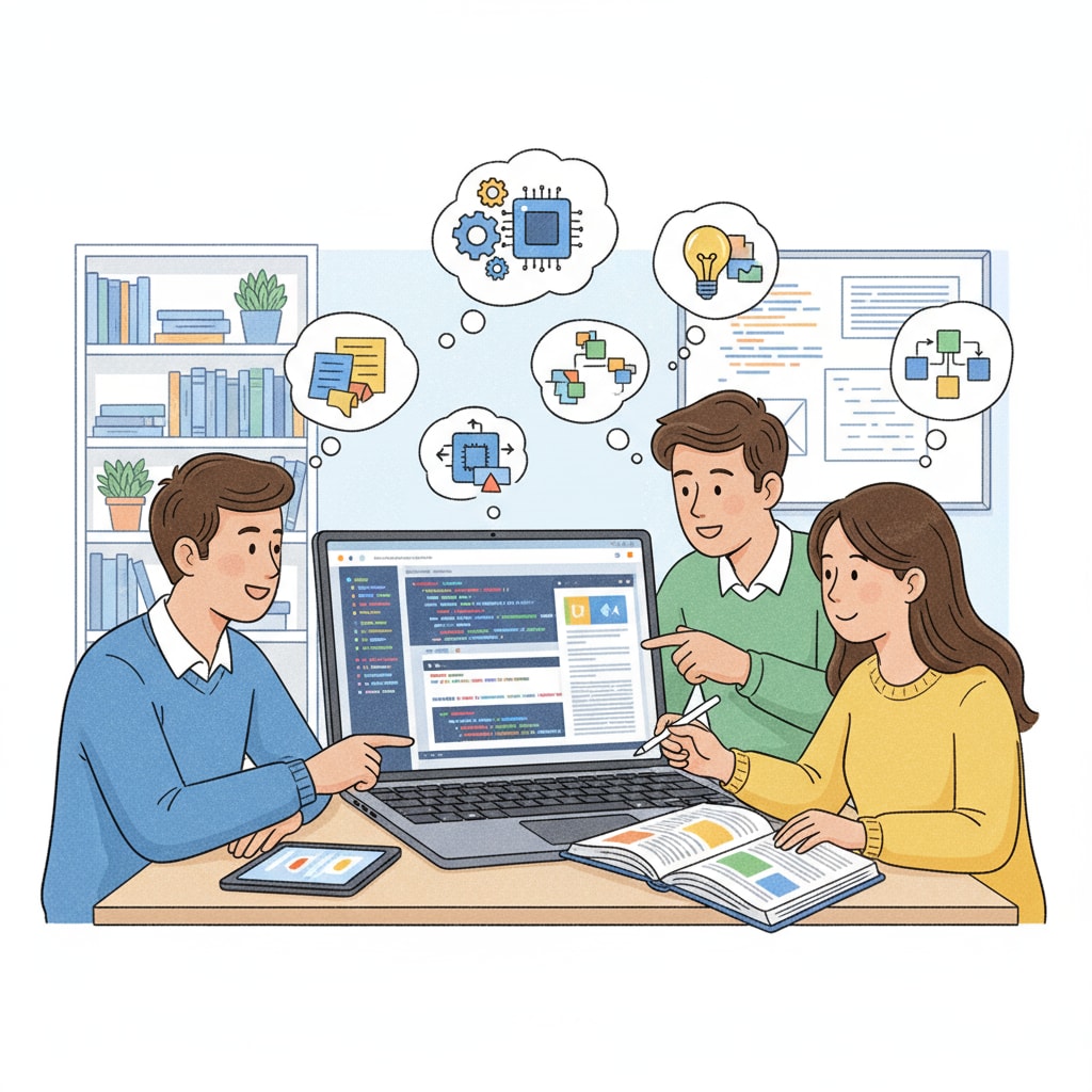 Students working on a coding project in the context of UK education system curriculum reform, AI impact, and assessment methods