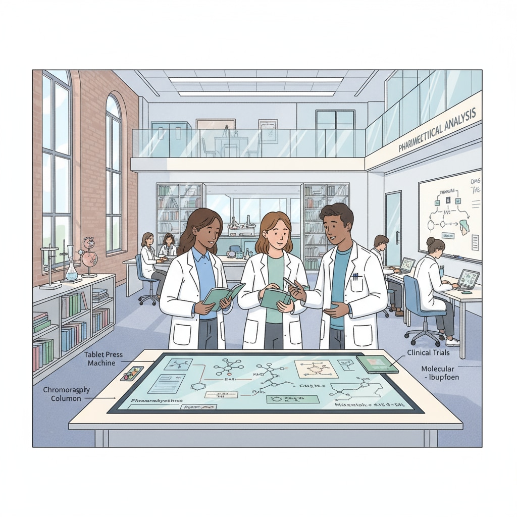 Students discussing pharmacy in a UK university related to postgraduate entry