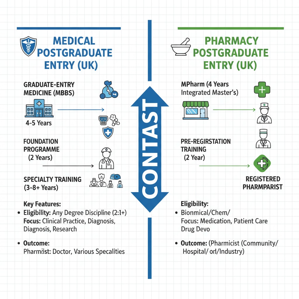Comparison of medical and pharmacy postgraduate entry in the UK