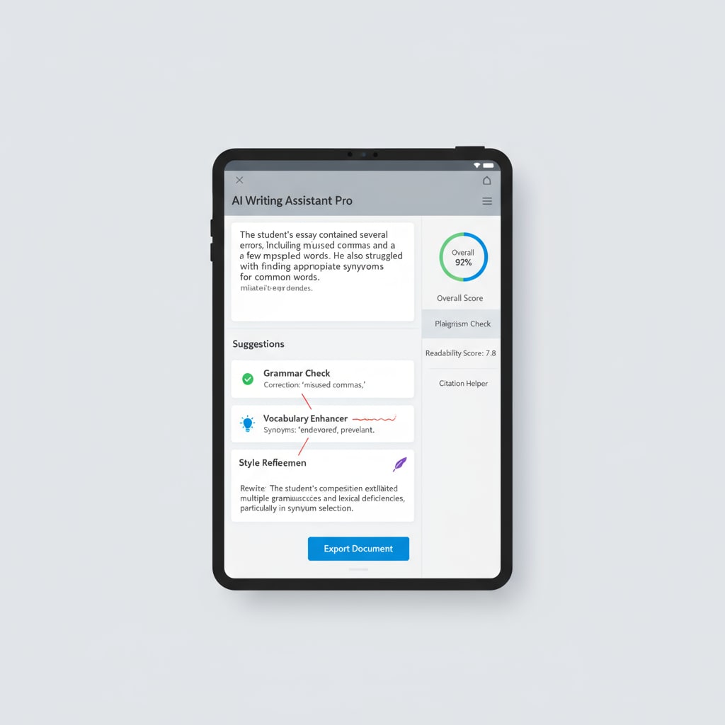 An AI writing assistant interface relevant to AI detection, writing instruction, and student writing transformation