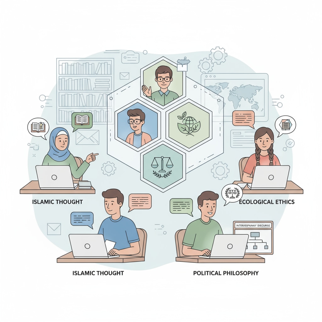 Students engaged in an online course on political philosophy, Islamic thought, and ecological ethics