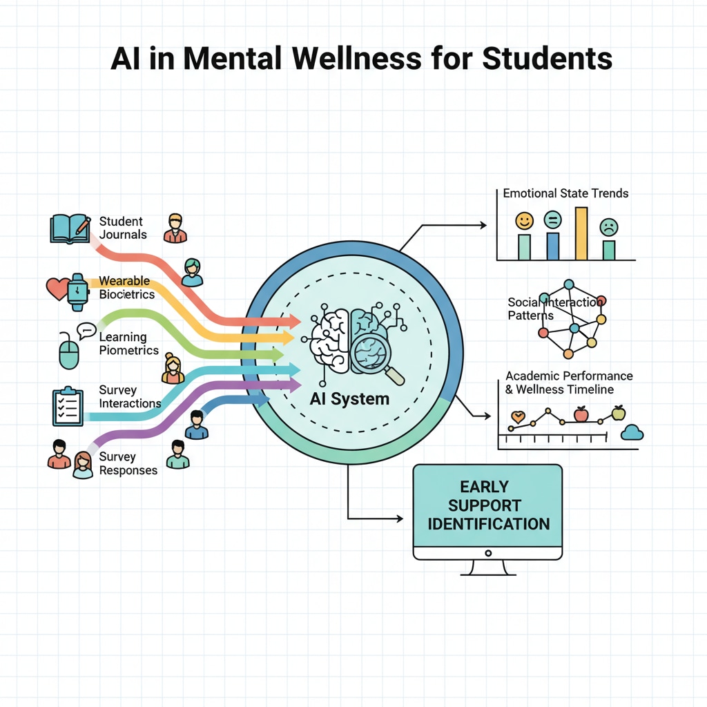 AI system analyzing student data for K12 mental health insights