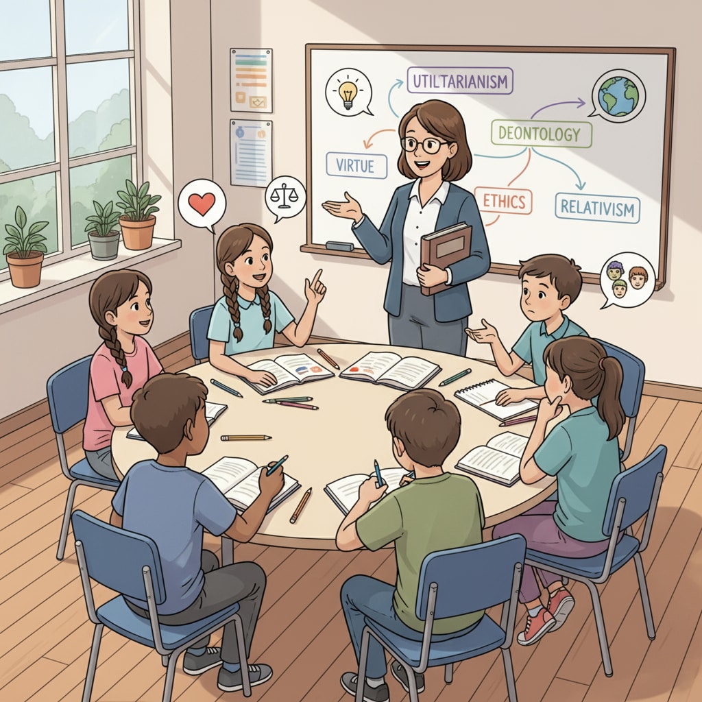 Classroom discussion on moral relativism, common values, and social divisions