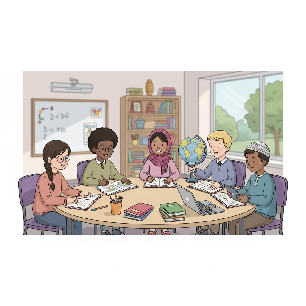 Multicultural students in a classroom reflecting moral relativism, common values, and social divisions