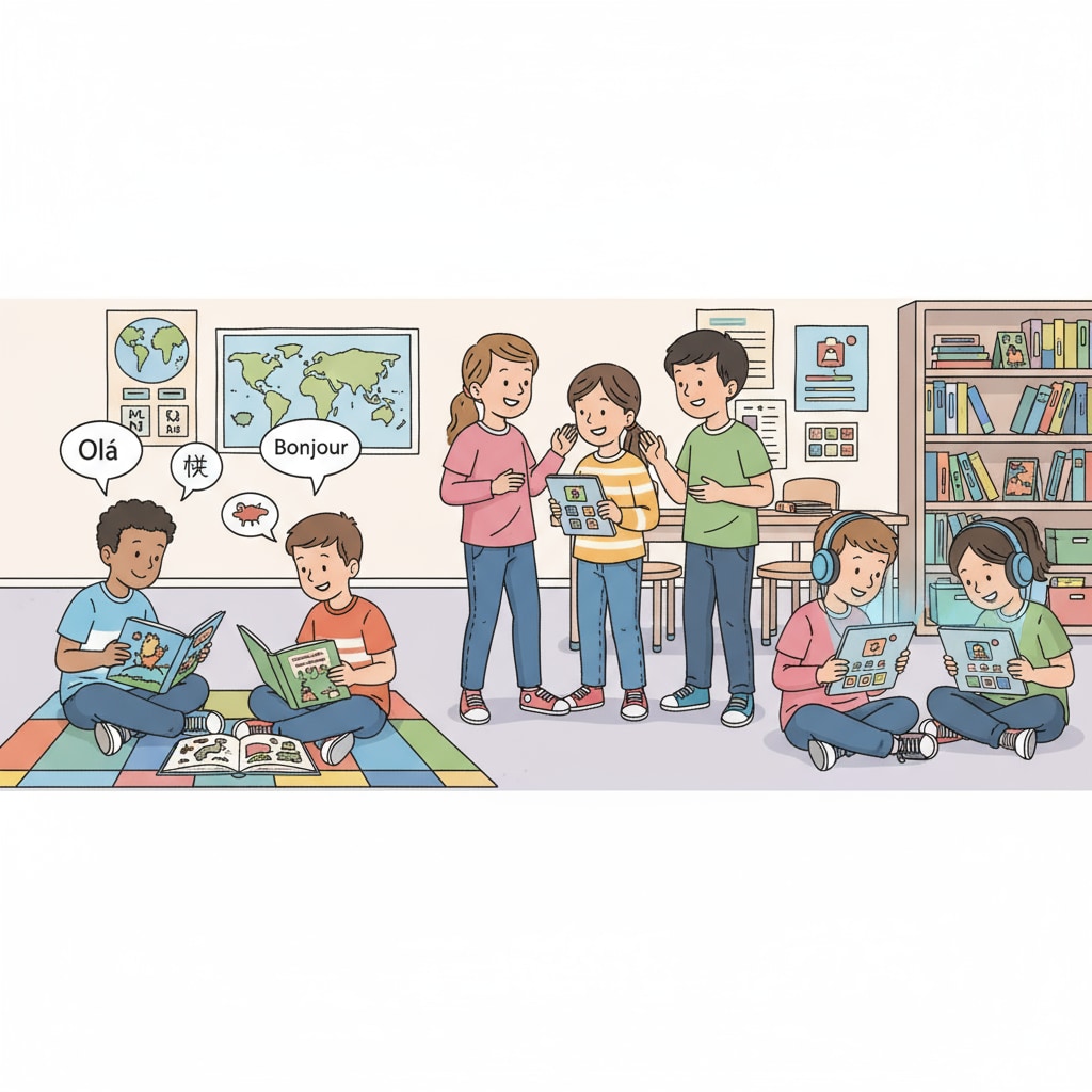 K12 students engaged in multilingual learning activities related to language acquisition and learning methods