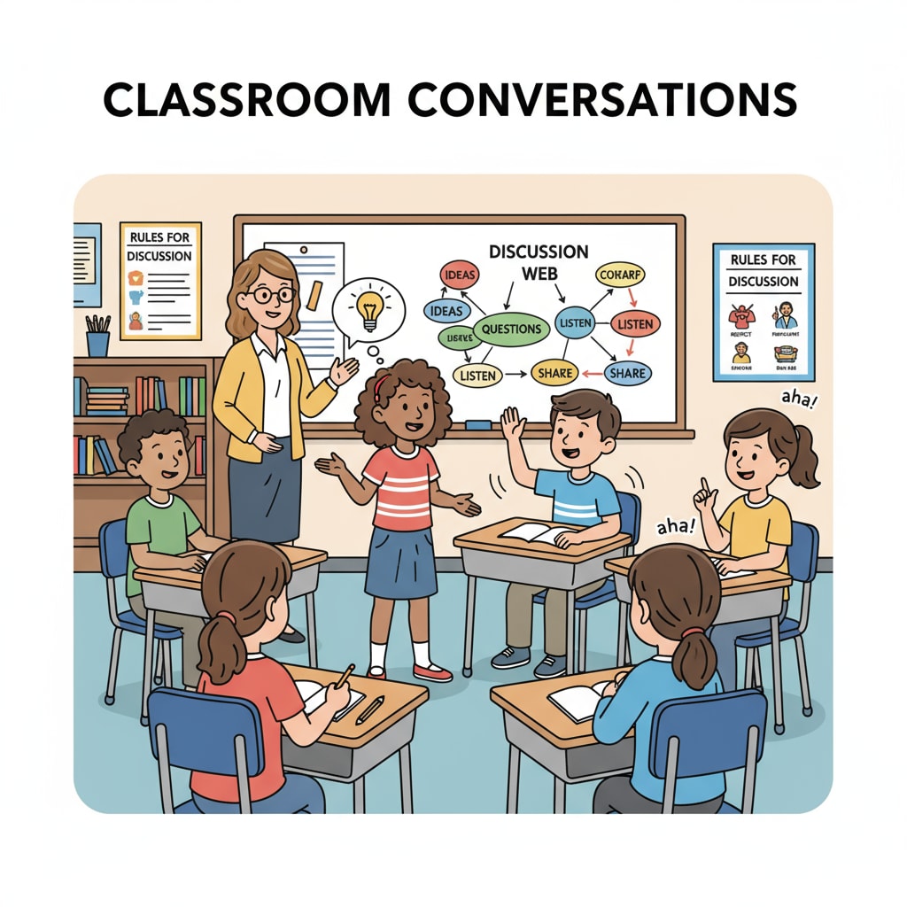K12 students engaged in communication skills practice through classroom dialogue and active listening