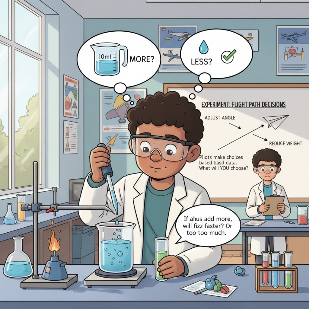 Student in K12 science class developing decision-making skills relevant to pilot skills