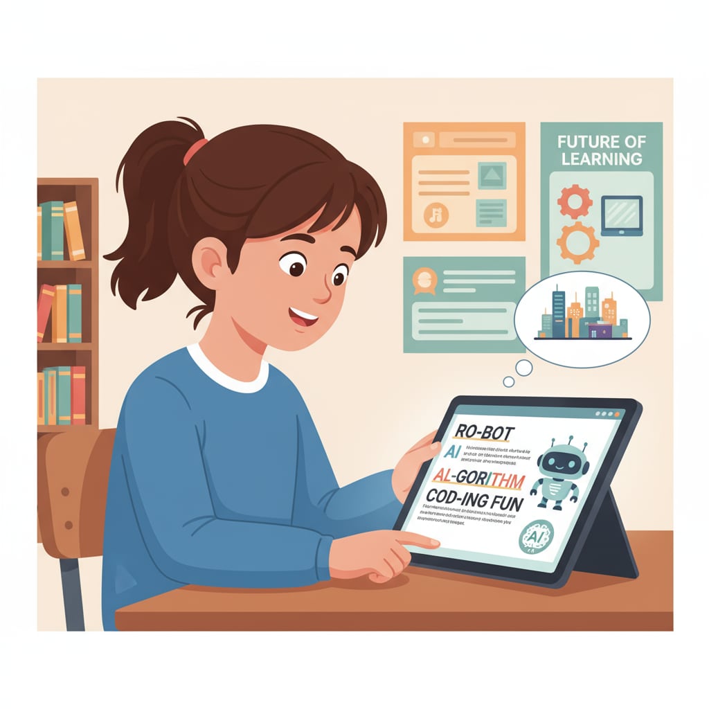 A student using AI-generated decodable reading materials for learning on a tablet in an educational application