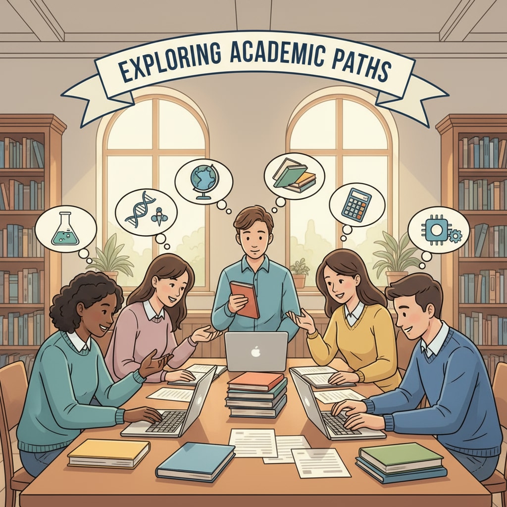 Software engineering students discussing their interest in switching to hard sciences in a library