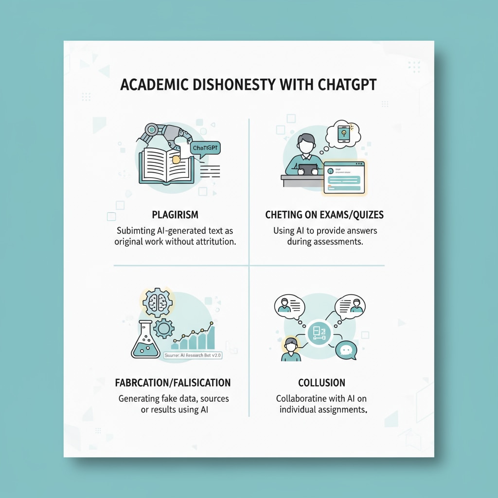Graphic showing various ways ChatGPT can be misused for academic cheating in education.