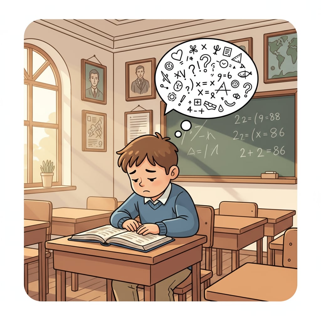 A child experiencing potential school trauma in a traditional classroom