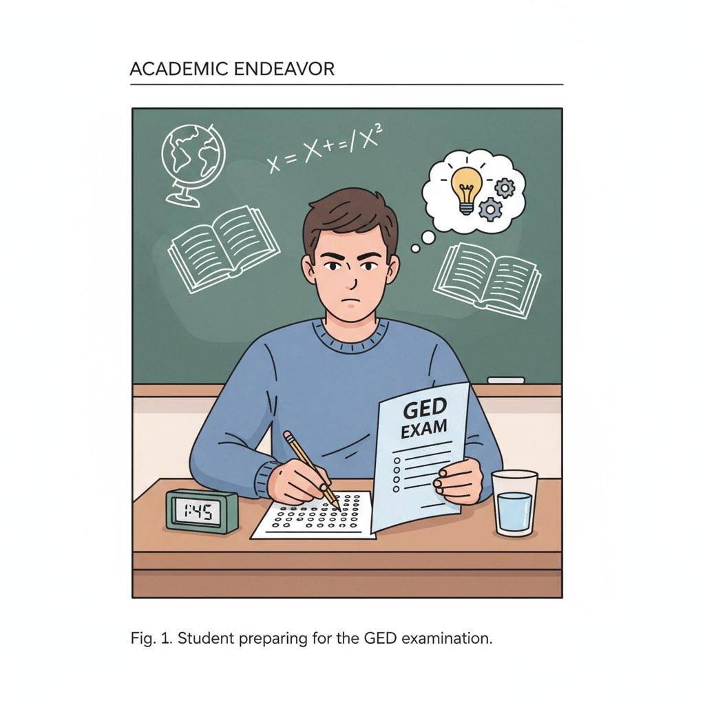 An adult taking the GED exam as a step towards college applications