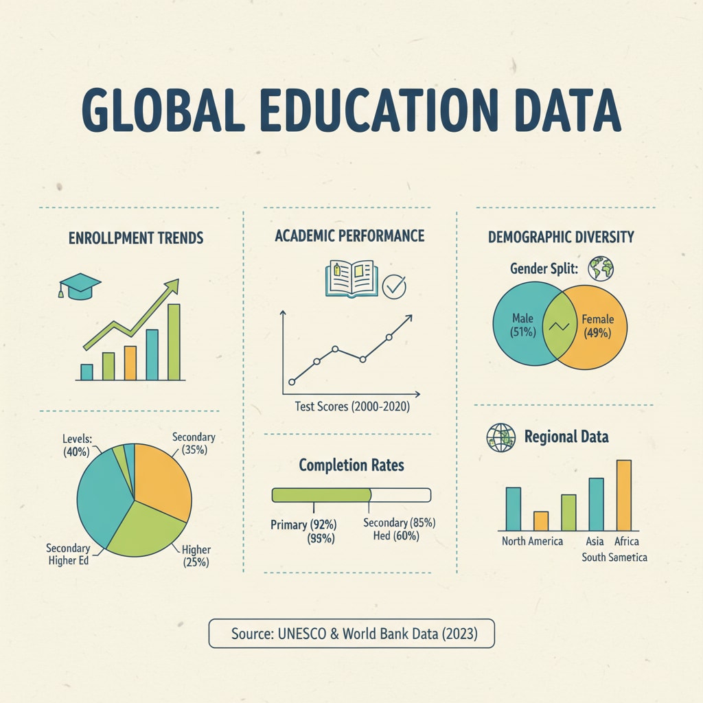 Infographic showing types of education statistics relevant to PISA tests and school data