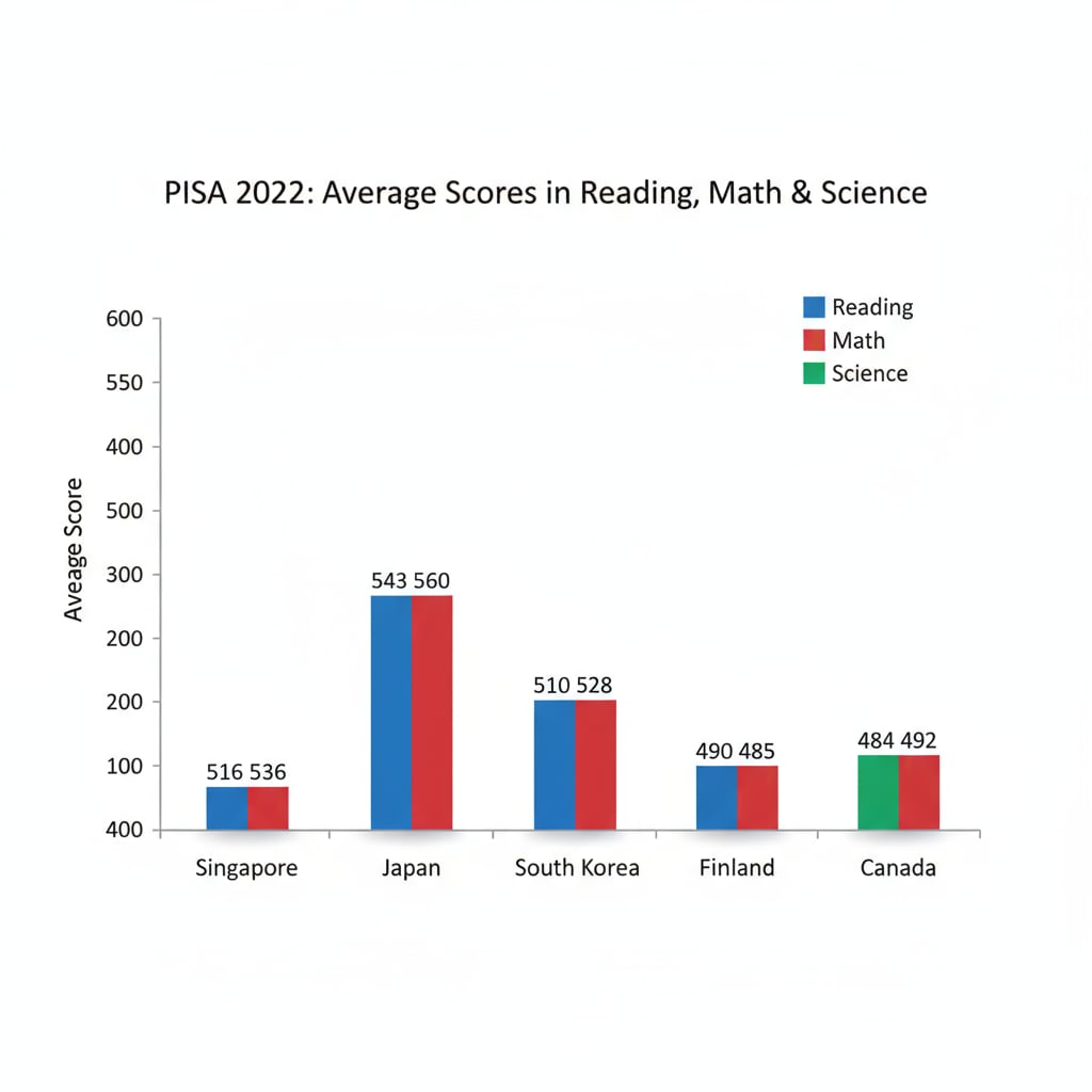 Graph comparing PISA test results of various countries related to education statistics and school data